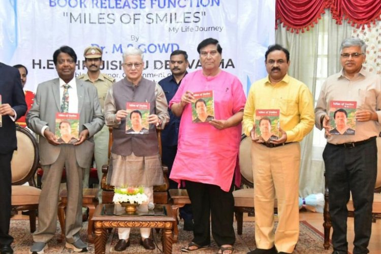 His Excellency Sri Jishnu Dev Varma, Governor of Telangana released the book “Miles of Smiles” authored by Dr M S Gowd